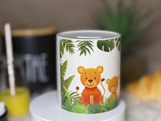 🐯 Tirelire Enfant – Décor Jungle 🌿✨