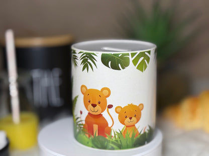🐯 Tirelire Enfant – Décor Jungle 🌿✨