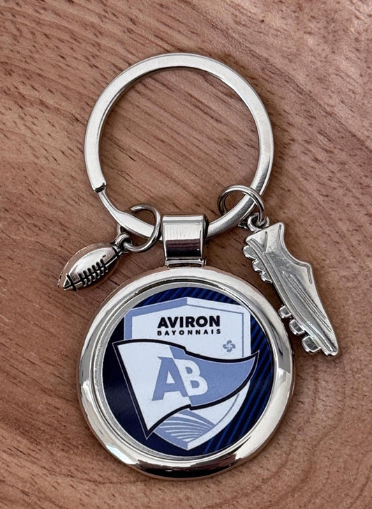 Porte clé aviron bayonnais AB en métal